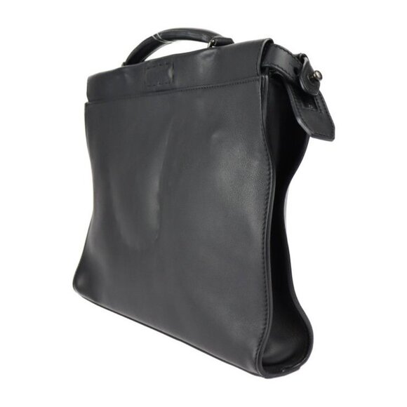 Fendi Peekaboo Fit Business Bag 7 Va406 Leather Black Silver Hardware Selleria - Picture 2 of 10